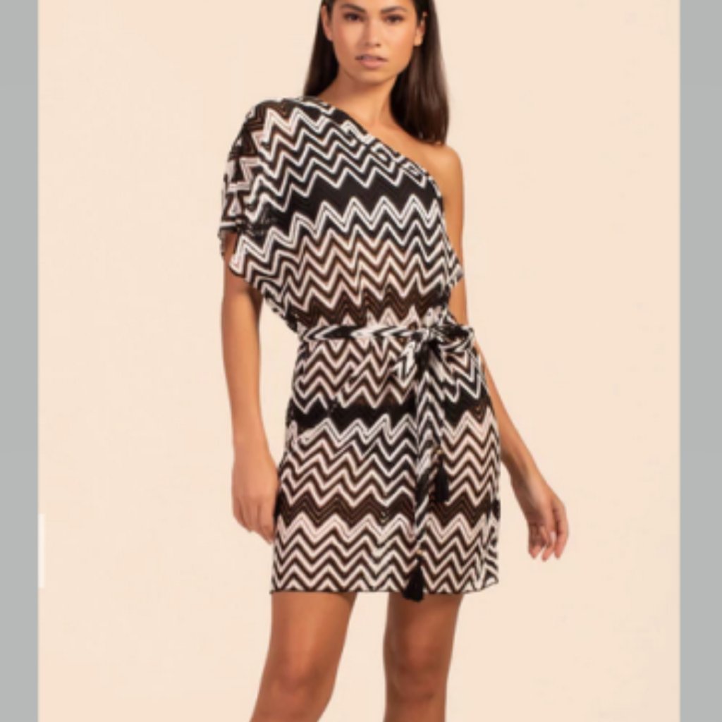Trina Turk Drift Crochet One Shoulder Dress Cover-Up Nwt